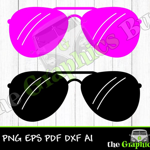 Aviator Sunglasses SVG for Commercial use, Pilot glasses summer, Top Gun aviation pdf eps, ai Clipart Vector Shirt Cricut or Silhouette