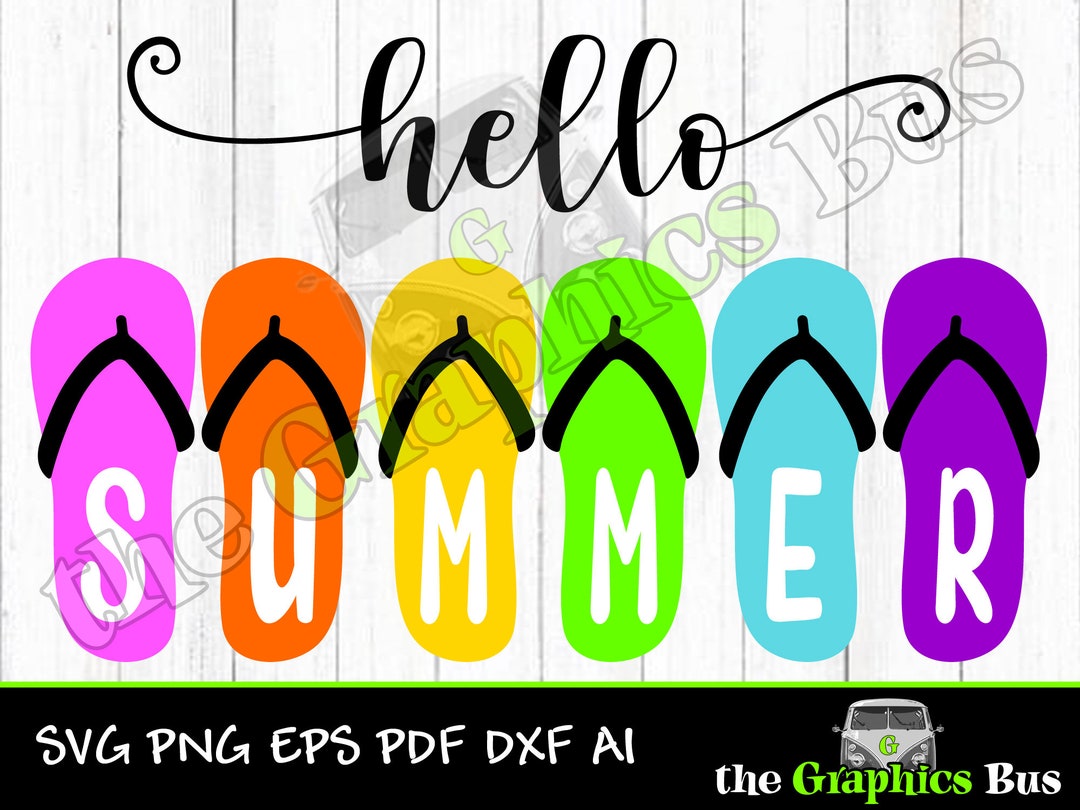 Hello Summer Flip Flops SVG for Commercial Use, Summertime, Flip Flops ...
