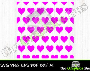 Hearts seamless repeating pattern 12"x12" SVG PNG EPS Vector Shirt dxf Valentines Day pdf Cricut Cute heart for vinyl graphics