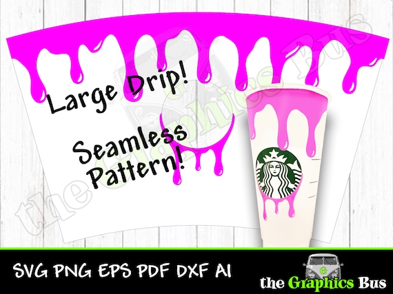 Large Drip Seamless pattern for 24oz venti cold cup honey runny paint  dripping water design SVG PNG EPS png Digital Clipart Vector
