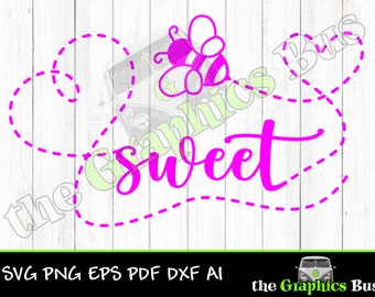 Bee Sweet SVG Be Sweet clipart PDF trail Cute bee EPS file ai Vector graphic for decals, shirts dxf Cricut vinyl cutter Silhouette eps