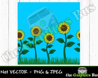 Sunflowers in Grass seamless repeating pattern 12"x12" PNG and JPEG JPG only.  For print or sublimation only - Not for vinyl graphics - Flat