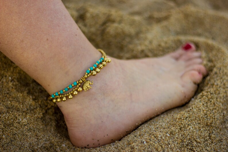 Elephant anklet and oriental style stone