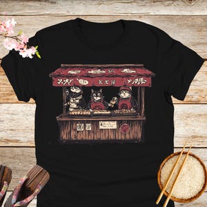 Takoyaki Katzen T-Shirt, Japanisch Inspiriertes T-Shirt, Anime Shirt, Süßes Tier Grafik Top, Japanisches Geschenk für Sie, Japanisches Geschenk Ihn, 03162501
