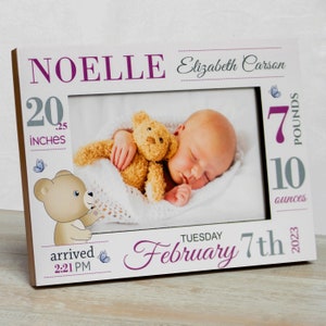 Personalized Baby Picture Frame, Birth Announcement Frame, Nursery Picture Frame, Baby Girl Picture Frame, Gift For New Parents, Baby Girl