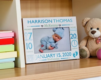 Personalized Baby Picture Frame: Birth Stats- Boy-Girl -Newborn-Free Birth Magnet