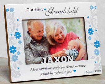 Personalized Grandparents Frame: Grandson-Granddaughter-Floral Keepsake