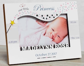 Baby Girl Personalized Frame, Baby Girl Picture Frame, New Baby Girl Frame, Gift For New Parents, Newborn Picture Frame, Princess, Baby