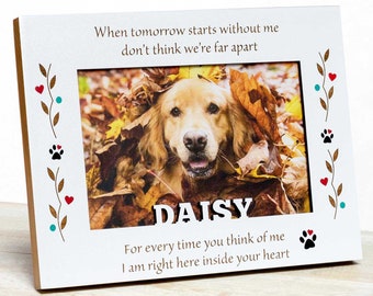 Personalized Pet Memorial Frame: Engraved Hardwood Dog Cat Photo Frame