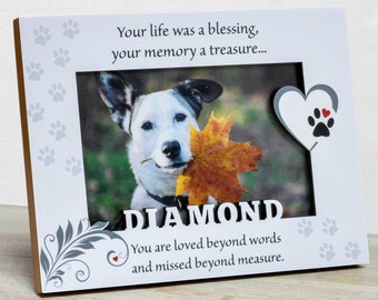 Personalized Pet Memorial Frame: Cat or Dog Picture Frame -Custom Name