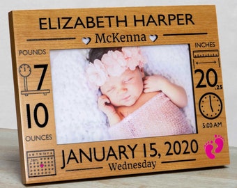 Personalized Baby Picture Frame:  Birth Stats - Newborn Girl-Boy-Free Birth Magnet