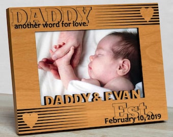 First Father's Day Picture Frame-Solid Hardwood-Dad Frame -Custom Names