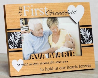 Personalized Grandparents Picture Frame: First Grandchild - Hardwood-Custom Names