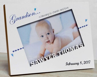 Personalized Baby Picture Frame, Baby Boy Picture Frame, New Baby Boy Frame, Grandparents Picture Frame, Baby Frame For Boys, Grandson Frame