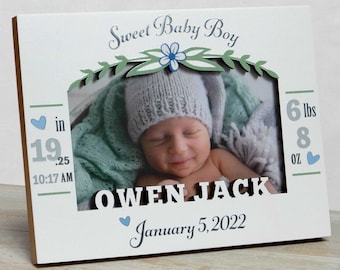 Personalized Baby Picture Frame: Birth Stats-Boy-Girl -Newborn Gift-Free Birth Magnet