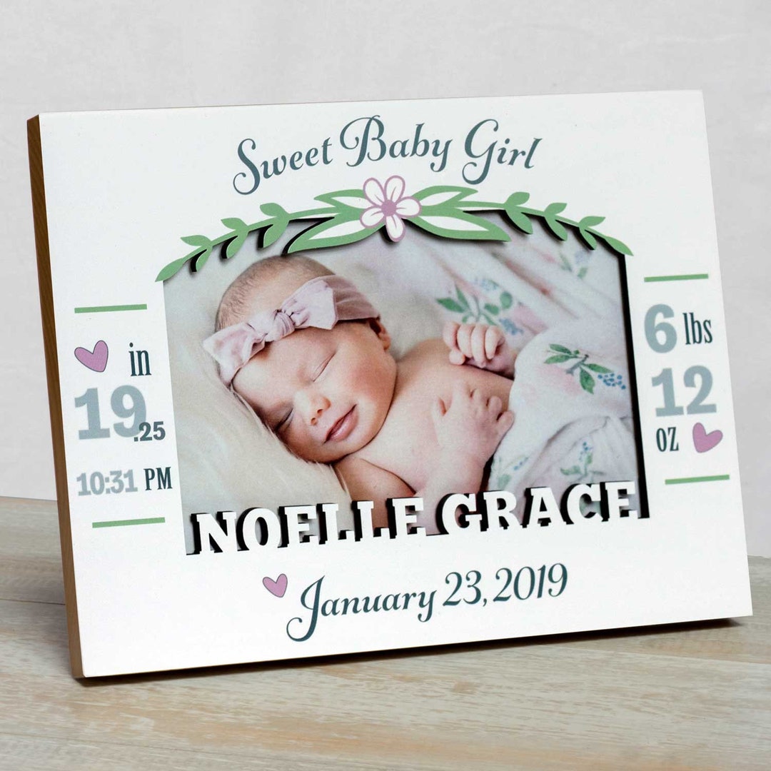 Personalized Baby Picture Frame, Baby Girl Picture Frame, New Baby Girl