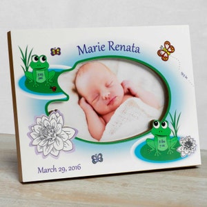 Personalized Baby Picture Frame, Baby Girl Picture Frame, New Baby Girl Frame, Baby Girl  Frame, Picture Frame Baby Girl, Frogs Baby Frame
