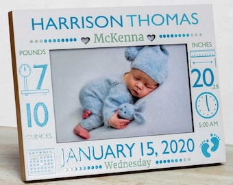 Personalized Baby Picture Frame: Birth Stats- Boy-Girl -Newborn-Free Birth Magnet