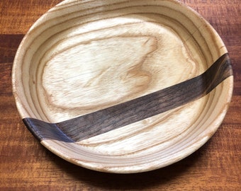 Handmade Ash Bowl with Laminated Walnut Stripe