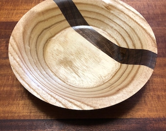 Handmade Ash Bowl with Laminated Walnut Stripe