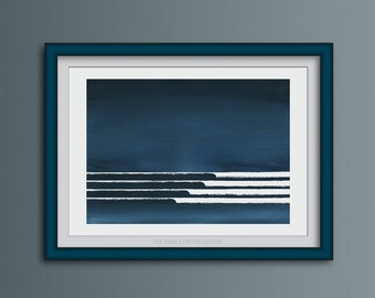 Abstract Seascape Giclee Art Print: Midnight Surf Wave Poster