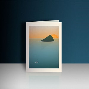 Carte de voeux de stand up paddle, carte d'anniversaire pour un surfeur, carte de remerciement design SUP, carte de Wembury Devon