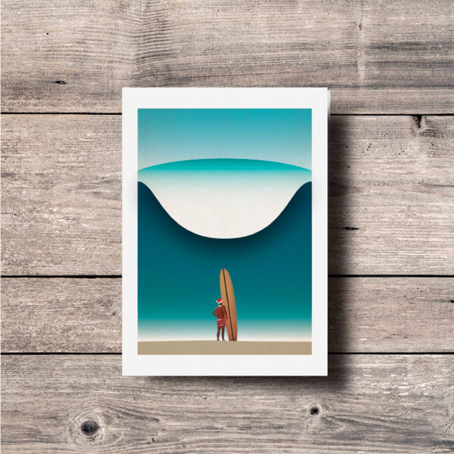 Surf Themed Christmas Card Christmas Surf Art Seasons Etsy