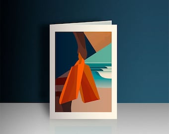 Belly boarder greeting card, birthday card for a surfer, Fringe surfing design, thank you note card, surf artwork