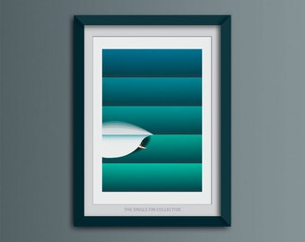 surf inspired giclee art print, surf art work, wave poster, ocean home decor
