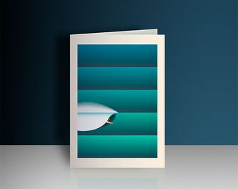 Surf theme birthday card, cornwall inspired card, card for a surfer, wave illustration