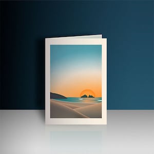 Holywell Bay Sunset Birthday Card: Cornwall Beach Scene