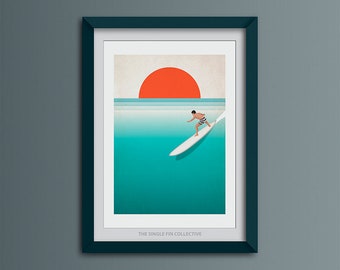 Surf inspired giclee art print of waimea, Illustration of Hawaii beach, air BnB wall art decor ideas