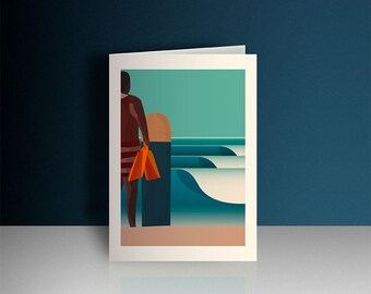 Belly Boarding Greeting Card: Surfer Thank You Note
