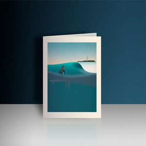Carte de voeux sur le thème du surf, carte d'anniversaire pour un surfeur, carte de remerciement de Godrevy Cornwall, carte pour fille de surf