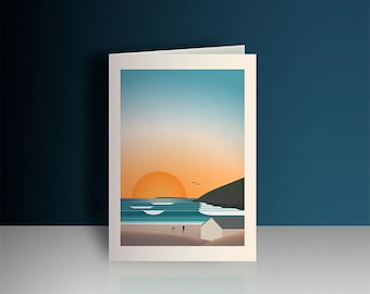 Saunton Sands Sunset Birthday Card: Devon Art Print