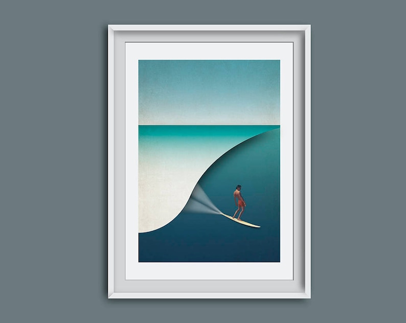 Giclee Art Print Surf Inspired Artwork Big Wave Surfer Etsy