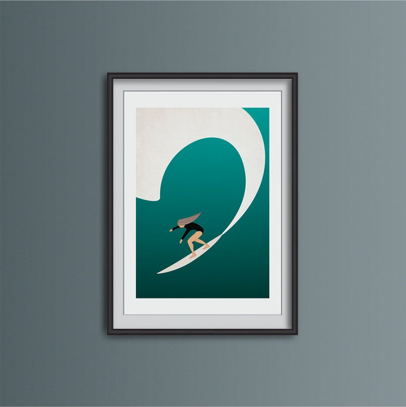 Giclee surfer art print surf inspired artwork simple Etsy