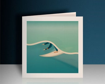 Surf theme birthday card, wave inspired greetings card, surfing greeting card for surfers