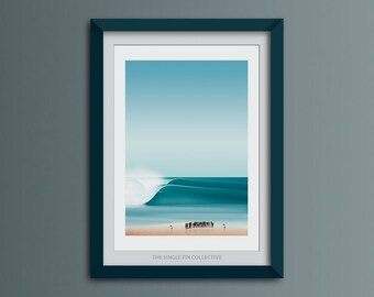 Surf inspired art print of Pipeline, Illustration of Hawaii beach, air BnB wall art decor ideas