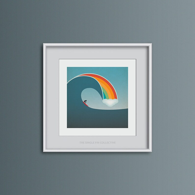 Rainbow Surf Inspired Art Print Rainbow of Hope Wall Art Etsy