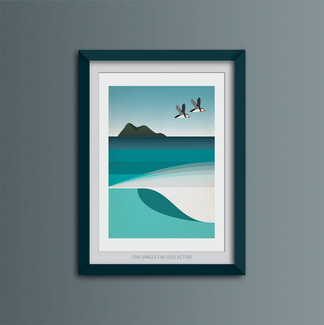 Puffins Art Print Godrevy Lighthouse In Cornwall St Ives Bay Surf puffins-art-print-godrevy-lighthouse-in-cornwall-st-ives-bay-surf
