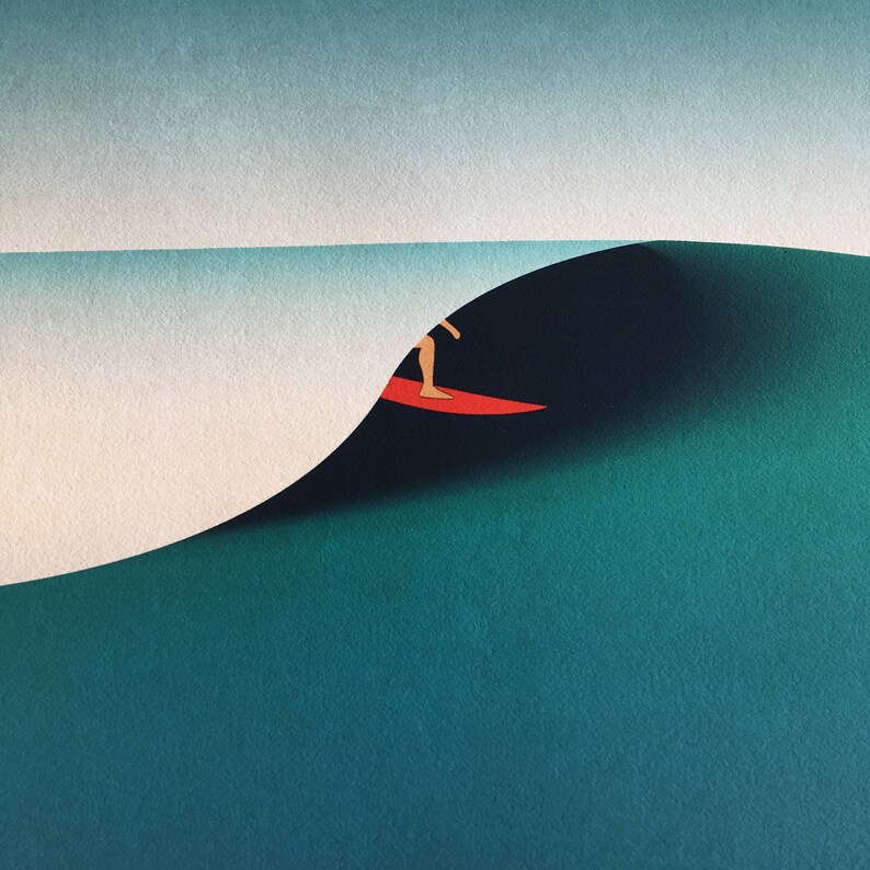 Giclee Art Print Surf Inspired Artwork Gift for Surfers Etsy