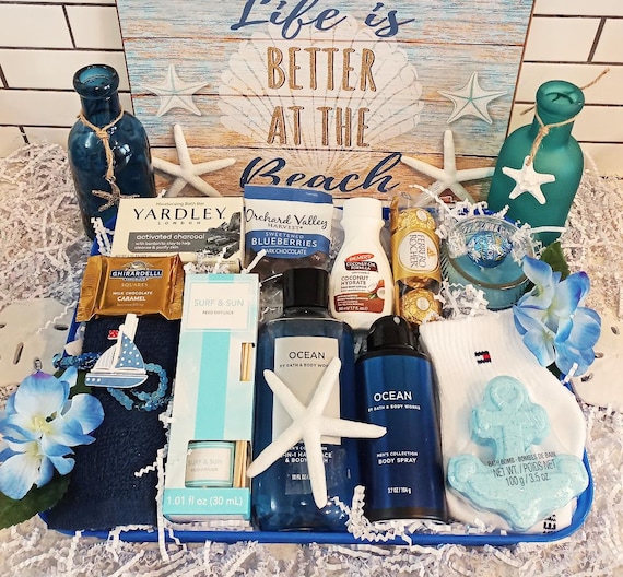 Fathers Day Men's Dad Bath & Body Works Ocean Body Wash Deodorant Hilfiger Socks Candle Diffuser Ferrero Rocher Chocolate Gift Basket