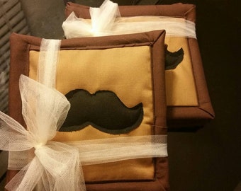 Quilted Cotton Fabric Mustache Coaster, set of 4