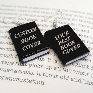 CUSTOM BOOK EARRINGS with Sterling Silver Hooks; Miniature Book Lover Gift for Writer Gift,Personalize Gift, Book Lovers, Bookworm Christmas