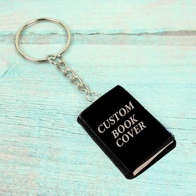 CUSTOM BOOK KEYCHAIN Personalized Gift For Book Lovers Personalized Book KeyRing Pendant Writers Gift, Bookworms Gift Gifts For Men image 1
