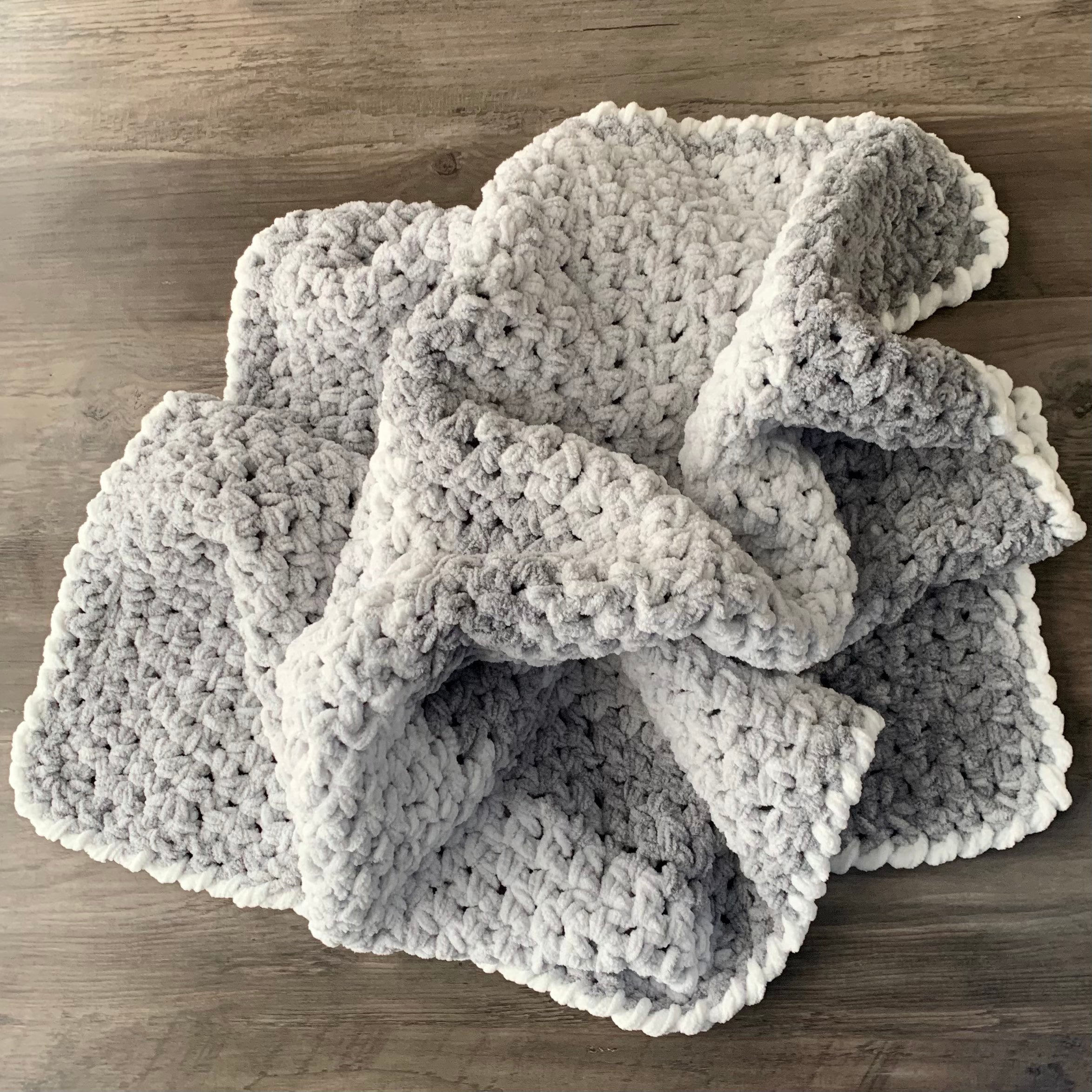 Crochet BlanketChunkyWhiteGrayBaby Blanket Etsy
