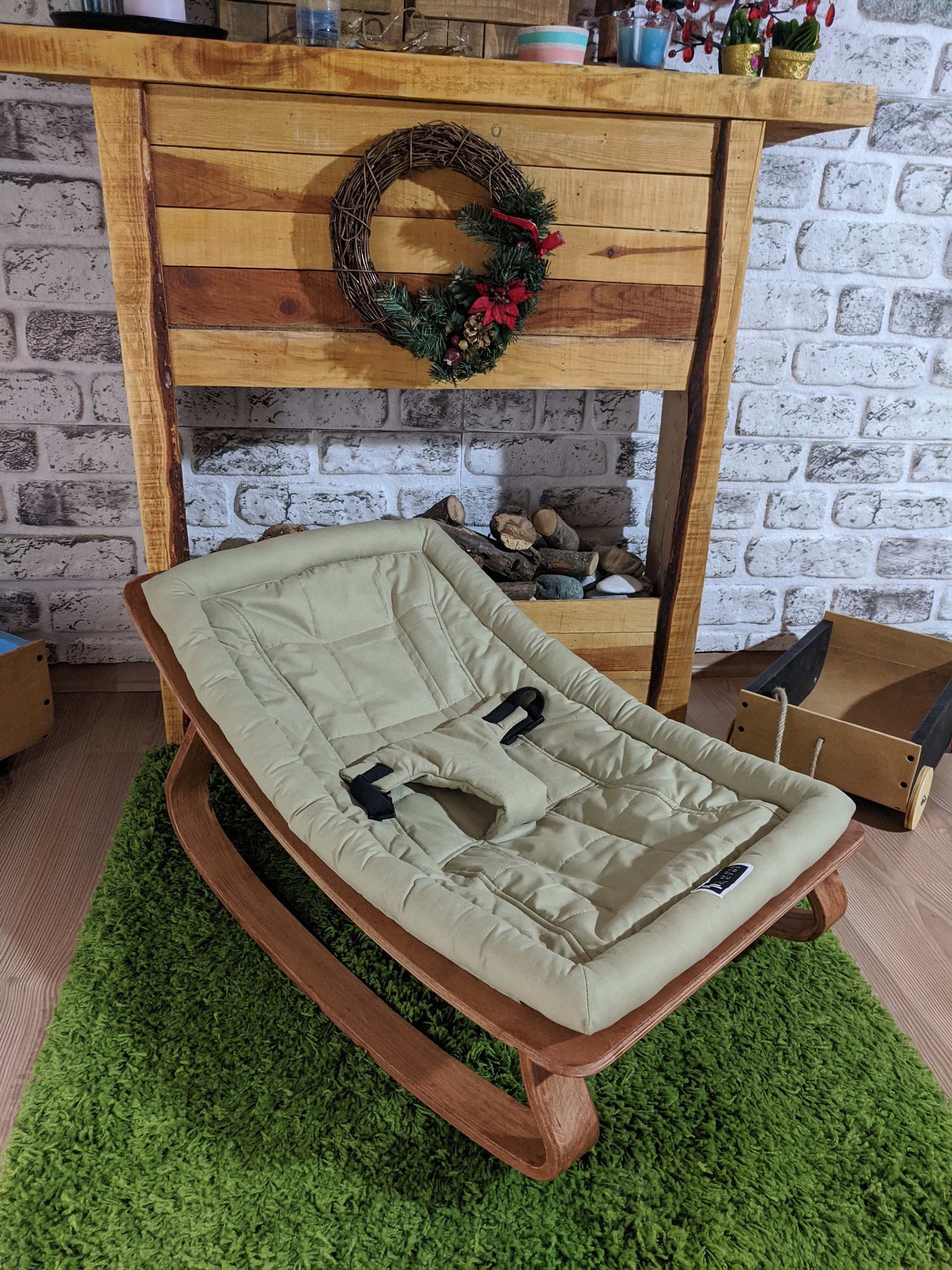 Walnut Baby Rocker Baby Bouncer Baby Rocking Chair Wooden | Etsy