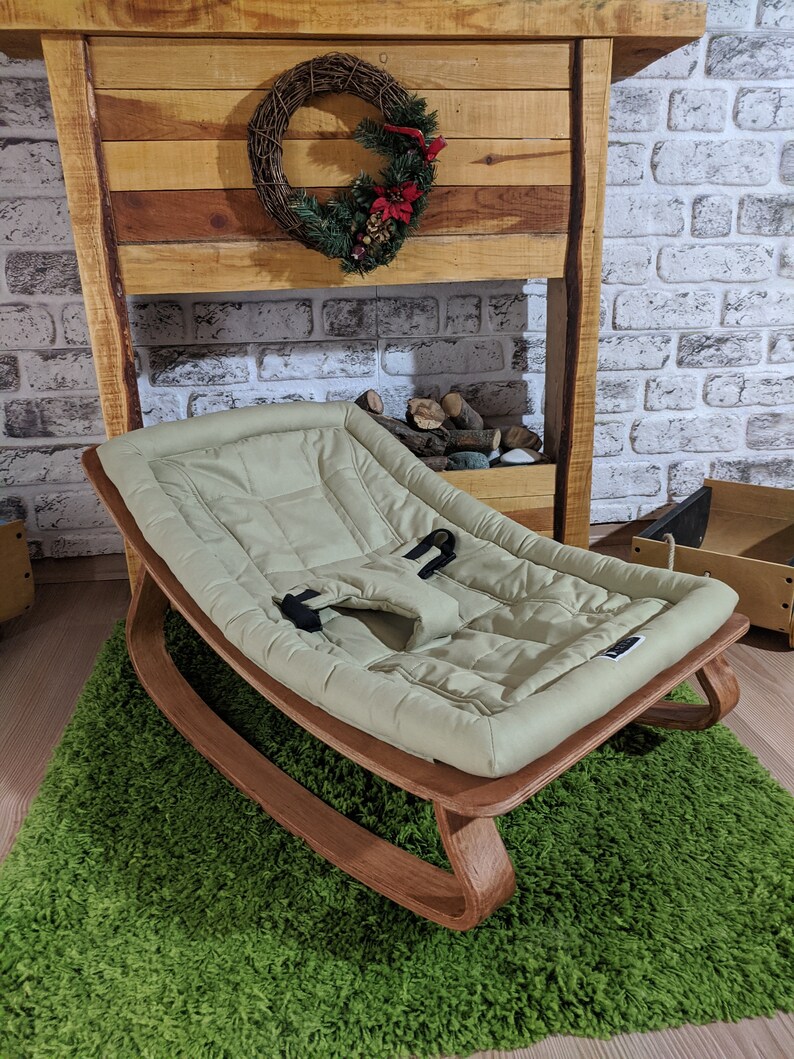 WALNUT Baby Rocker Baby Bouncer Baby Rocking Chair Wooden Etsy