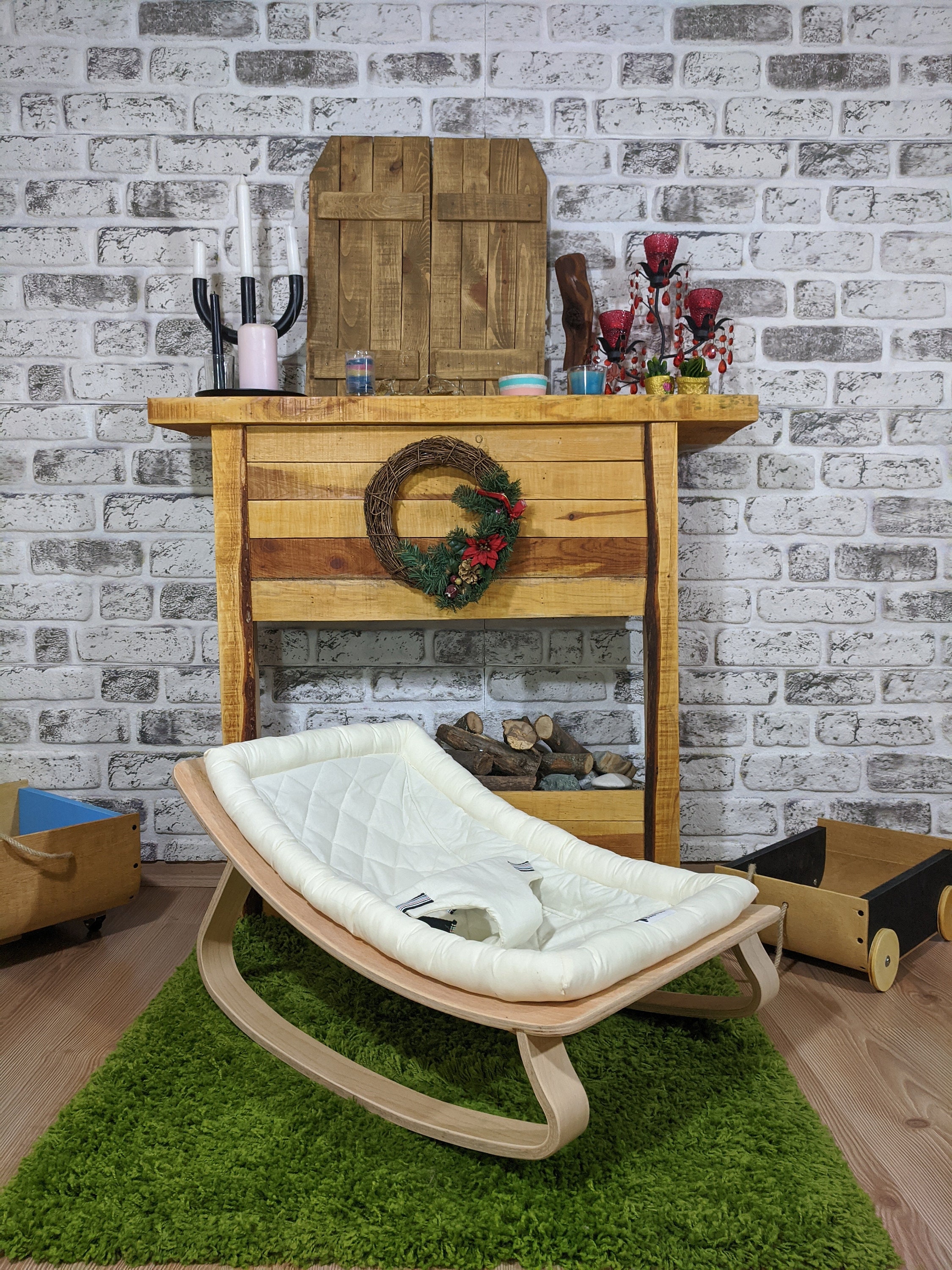 Natural Wood Baby Rocker Bouncer Rocking Chair Natural Wood Baby Rocker Bouncer, Wooden Baby Rocker Chair